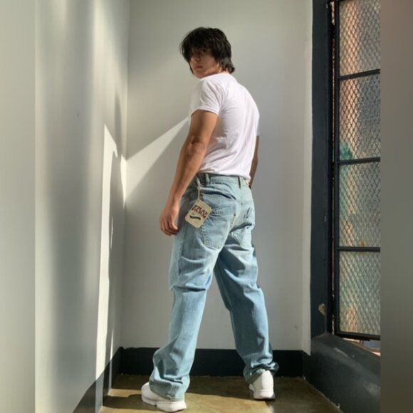 Men's Phat Farm Dk Blue Red Wide Leg Denim Pants